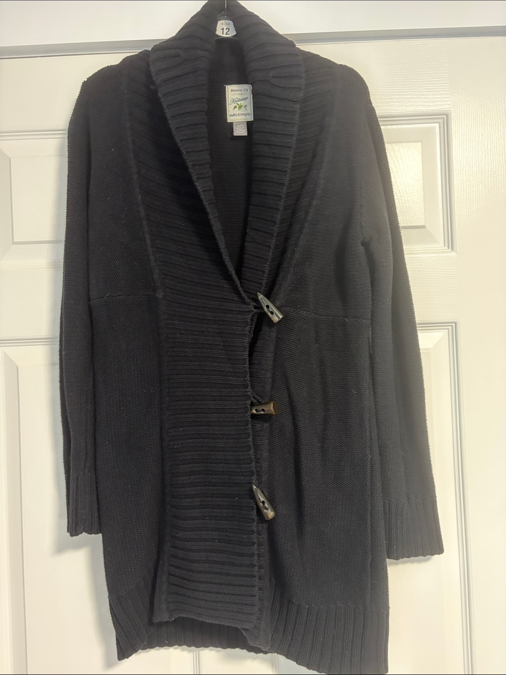 Roots Black Shawl Collar Toggle Cardigan